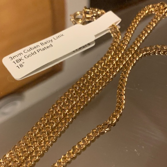 3mm Cuban Link Chain 18k Gold Plated 18“ - Picture 1 of 5